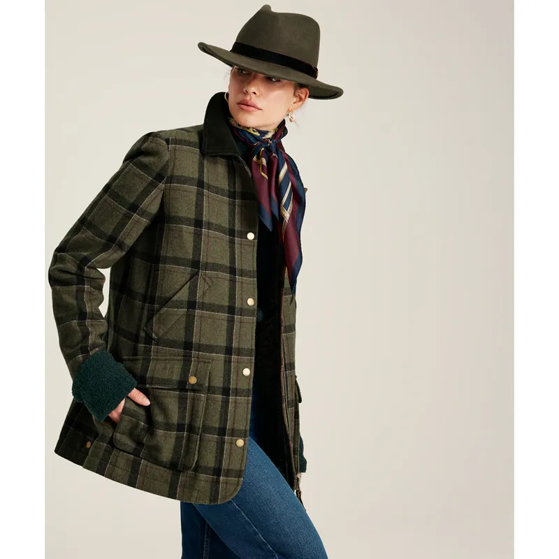 Joules Women's Berkley Tweed Fieldcoat - Green Tweed-2